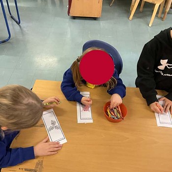 Children colouring in the classroom
